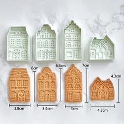 Festive Gingerbread House Cookie Cutter Set - 3D Baking Molds (WHITE)