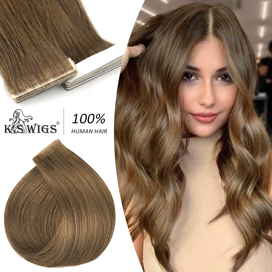 K.S WIGS Tape in Hair Extensions Straight Natural Remy Virgin Seamless Human Hair Extensions for Women Tape in human hair extensions,hair extensions