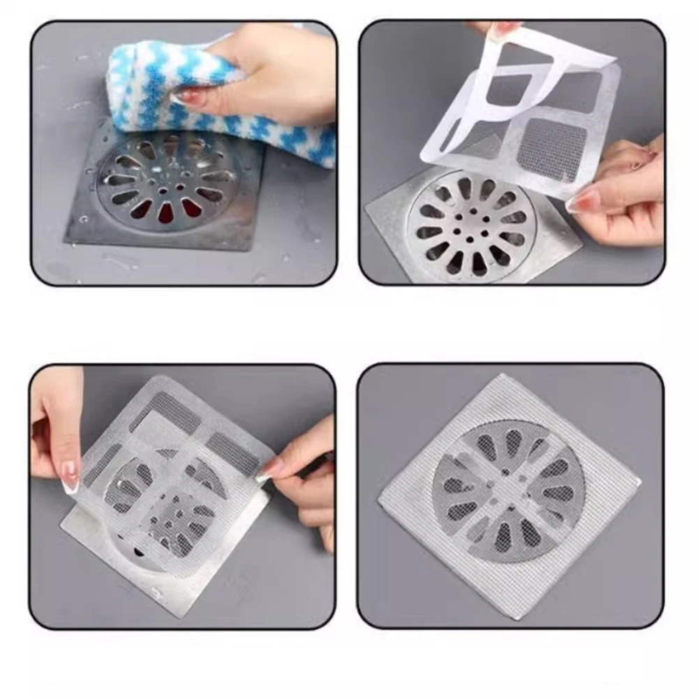 6pcs Drain Filter Hair Catcher Sticker Disposable Shower Hair Stopper Durable Mesh Floor Sink Filter floor drain filter