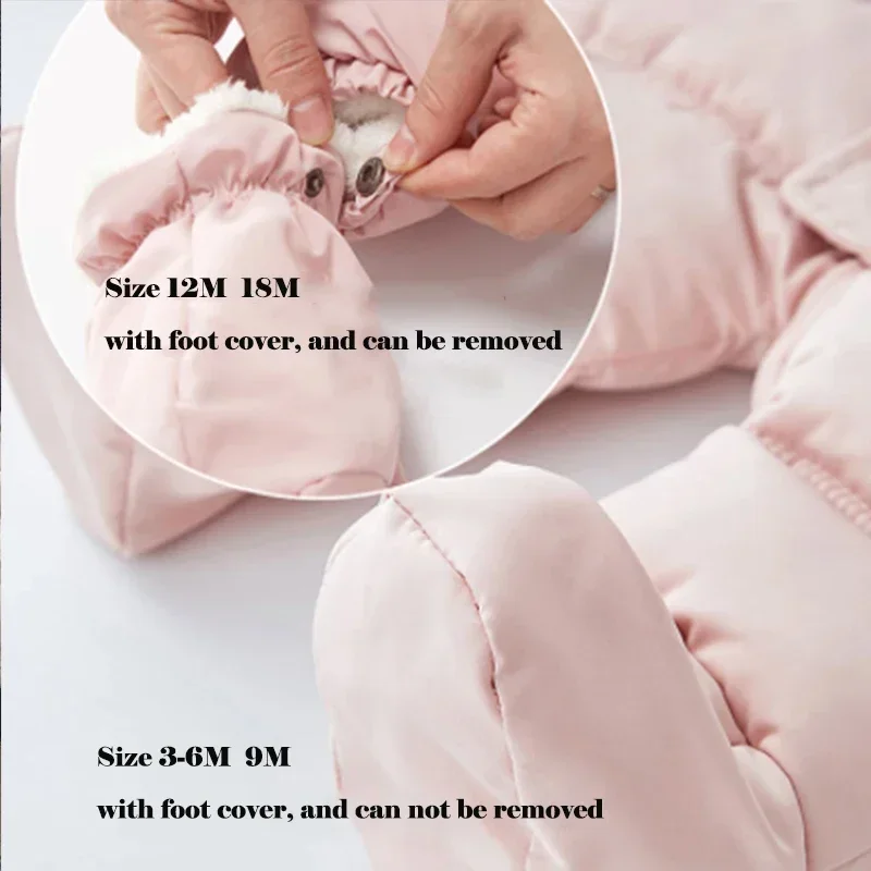 Newborn Baby Winter Girl Jumpsuit Thicken Baby Ski Suit With Gloves Belt Romper Warm Infant Snowsuit Children Clothing Set