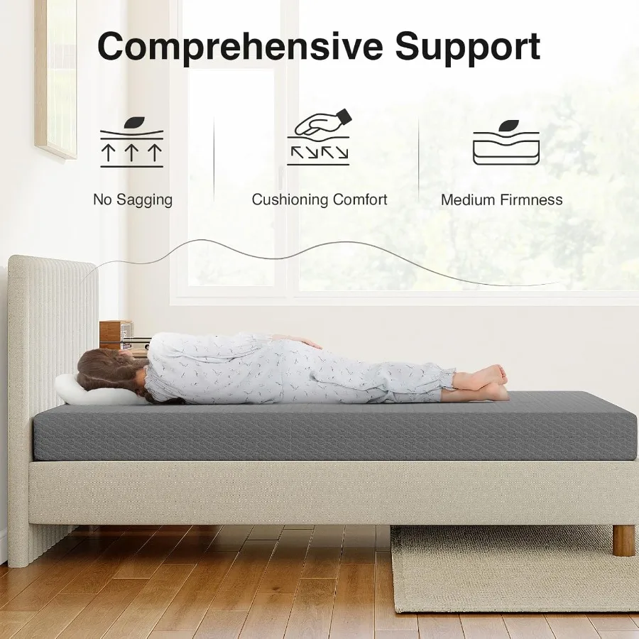 8 Inch Twin Mattress Cooling Memory Foam Mattress Twin Size for Quick Asleep Pressure Relief Twin Bed Mattresses with Thermally