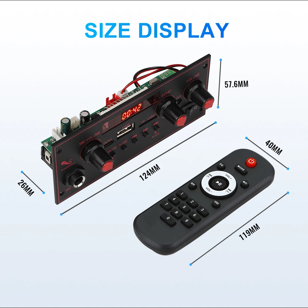 12V-24V 80W Amplifier Bluetooth MP3 WMA APE Decoder Board Handsfree Car Audio Microphone USB TF FM Radio DIY Mp3 Music Player