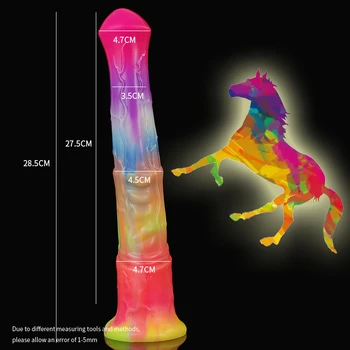 YOCY Long Horse Dildo Cartoon Mulit Color Glowing In Dark Silicone Sexy Toy For Male Anal Massager Aniamal Cock Dildos Sex Shop 6