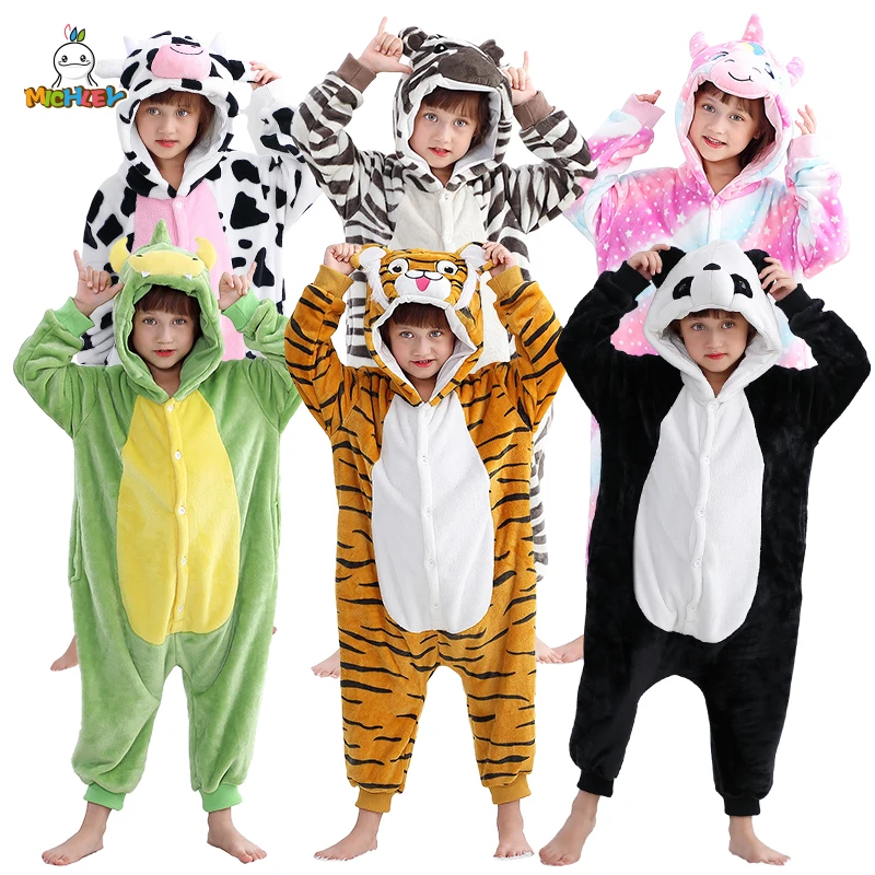 Kids Pajamas Halloween Flannel Sleepers Costume For Boys Girl 3-12T