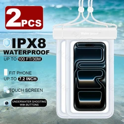 Universal Waterproof Phone Pouch with Lanyard - Premium Deep Waterproof Case (WHITE)