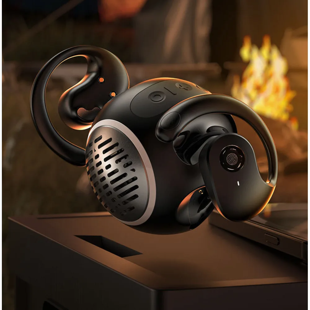 Novo alto-falante pequeno portátil 2 em 1 ultra longo alcance OWS aberto fones de ouvido Bluetooth qualidade de som HIFI_voghion.com