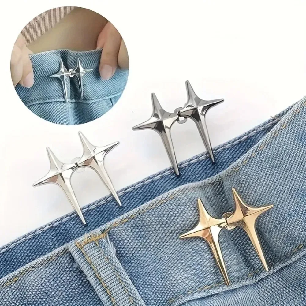 1 Pair Waist Buckle, A Star Shaped Waist Buckle Decorative Buttons Sewing, Detachable Button For Waist Adjustment