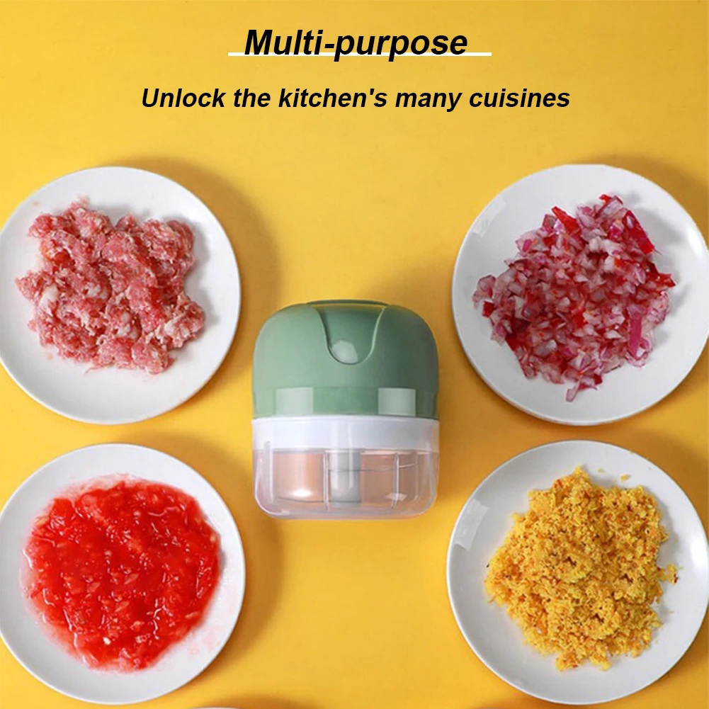 100ML 23W Garlic Mincer Masher Meat Grinders 304 Stainless Steel Blades USB Charging Rechargable for Vegetables Onions Spices 3