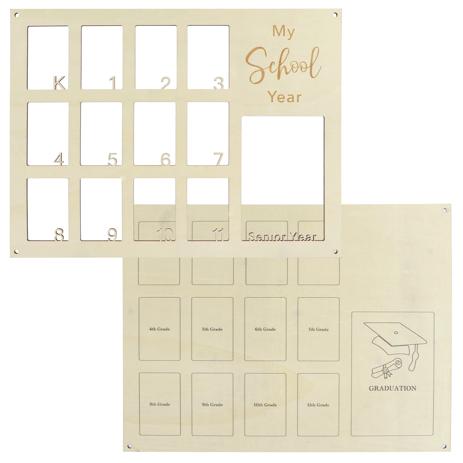 School Photo Mat 12 School Years Picture Mat Includes 12 Small Picture Frame and 1 Large Frame Wooden Days