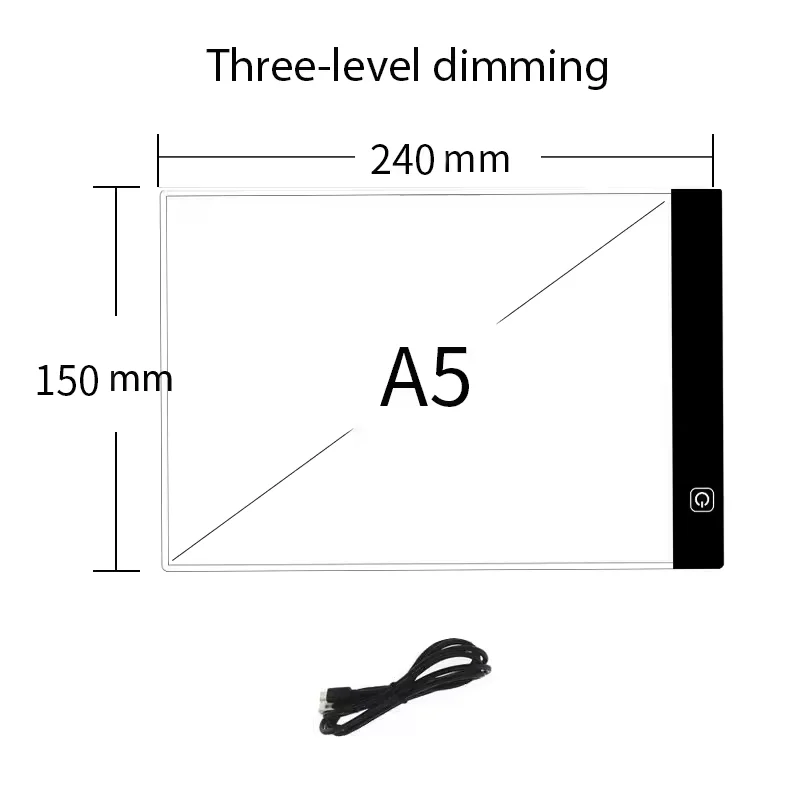 A3/A4/A5 Three Level Dimmable Led Light Pad Drawing Board Pad Tracing Light Box Eye Protection Easier for Diamond Painting