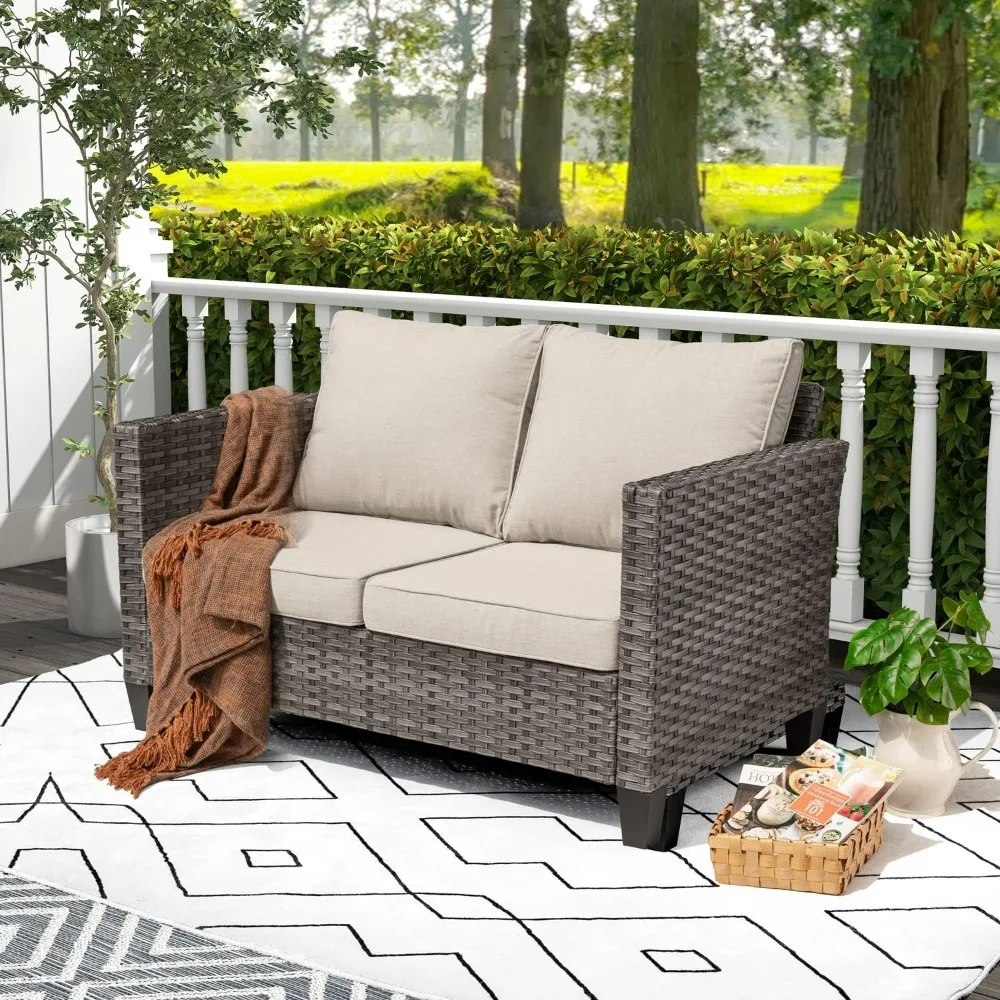 

Patio Furniture Loveseat Sofa Couch Outdoor Furniture Modern Wicker Sofa Loveseat Couch for Porch, Yard, Garden,Sofas