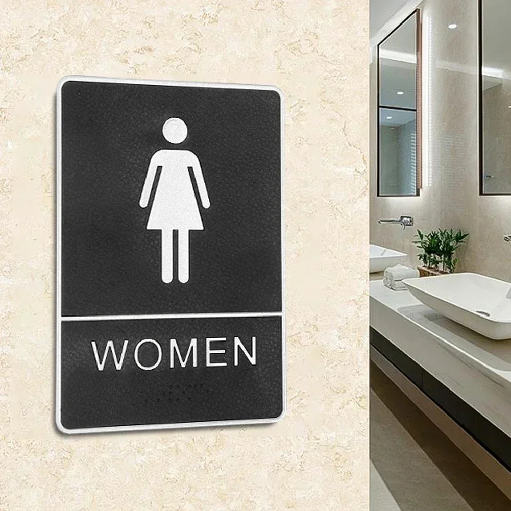 Wall Stickers Toilet Stickers Bathroom Acrylic Mark Label Removable Back Self-Adhesive Toilet WC Sign Wall Sticker DIY Decor Washroom Sign Mark Office 1PC