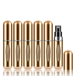 Portable Travel Perfume Refill Bottle Set - Mini Refillable Atomizer & Spray Dispenser - 5ml (6Pcs Gold)