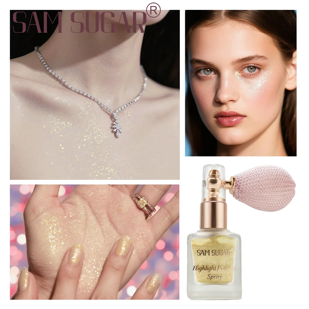 Highlighter Spray Brighten Eye Shadow Loose Powder Fine Glitter Waterproof Highlighter For Face Body Glitter Spray Makeup