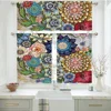 Sunpretty Boho Flower Curtains and Valances for Windows 3 Pack, Small Window Curtains for Living Room Bathroom,Basement Curtains 1