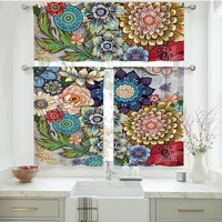 Sunpretty Boho Flower Curtains and Valances for Windows 3 Pack, Small Window Curtains for Living Room Bathroom,Basement Curtains 1