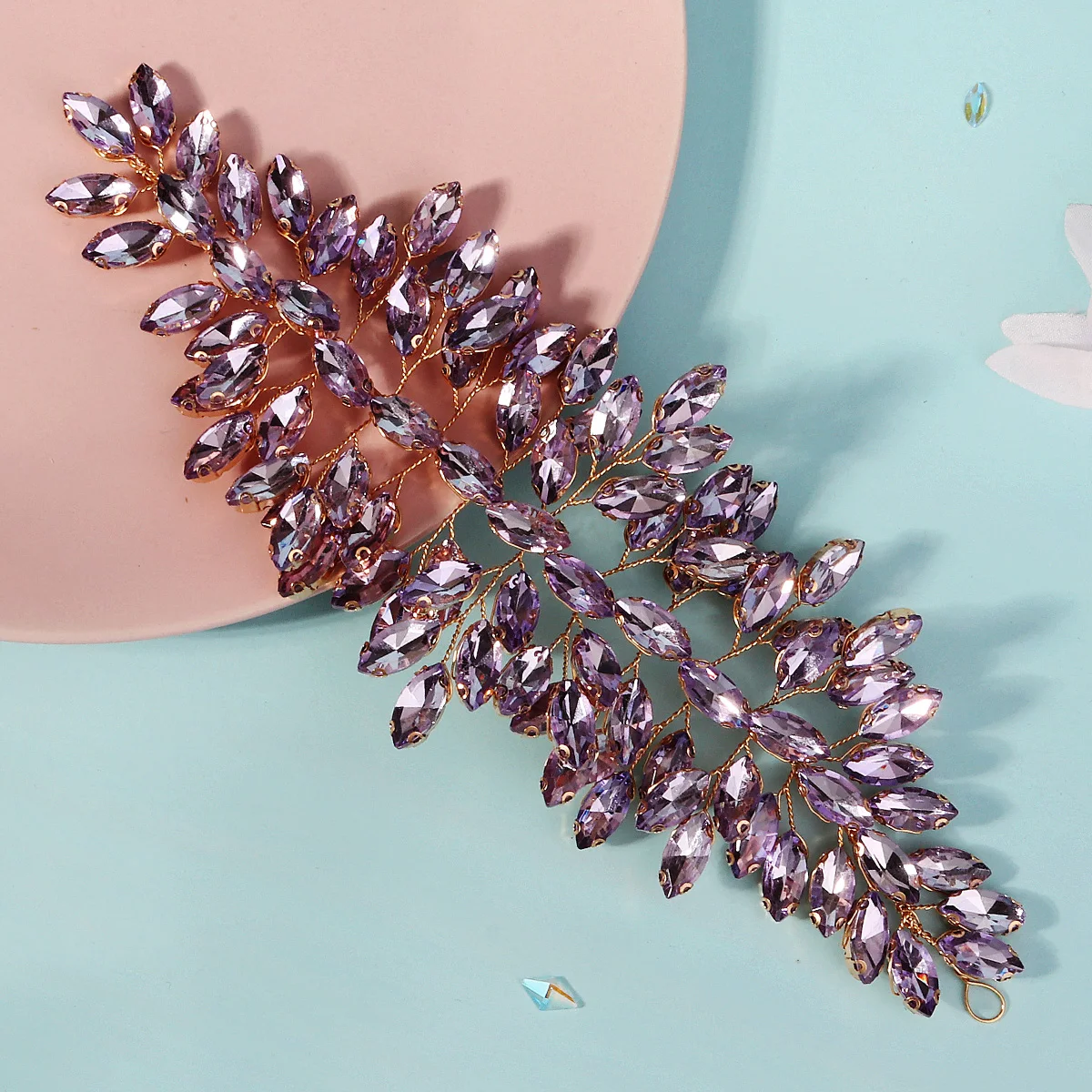 Romantic Lavender Purple Hairband Sweet Goddess Style Luxury Crystal Wedding Hair Accessories Headband Hair Jewelry Bridal