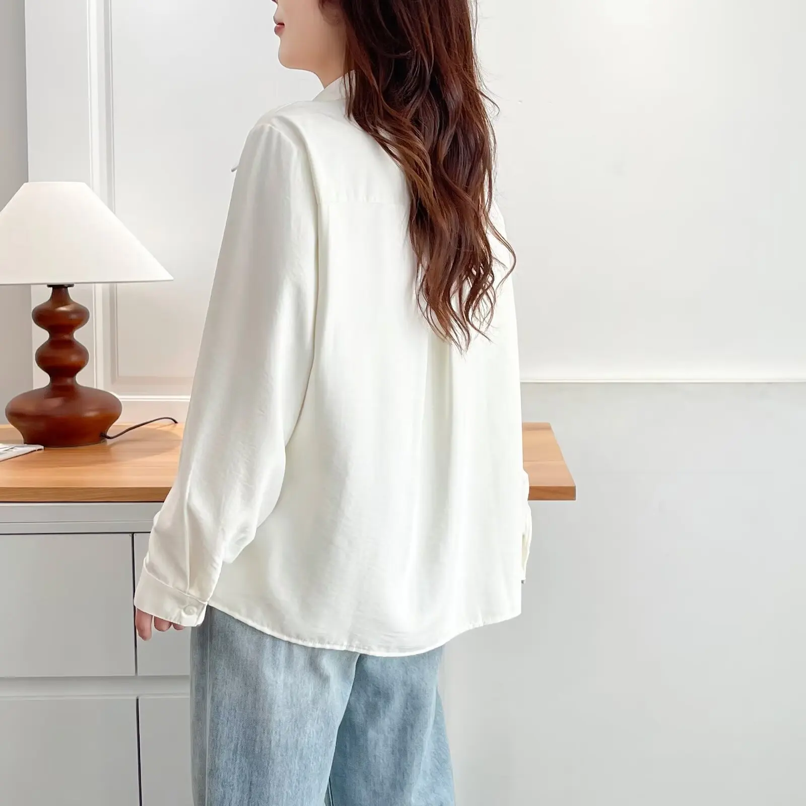 Fashion Plus Size Women's Blouses Autumn New Style V-Neck Tie Irregular Front Lapel Shirt Casual Top 038