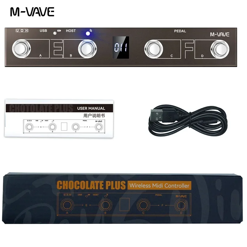 M-vave midi Controller CHOCIATE PIUS Wireless Keyboard 4 Buttons Foot Switch Supports MIDI Host Interface Control Function
