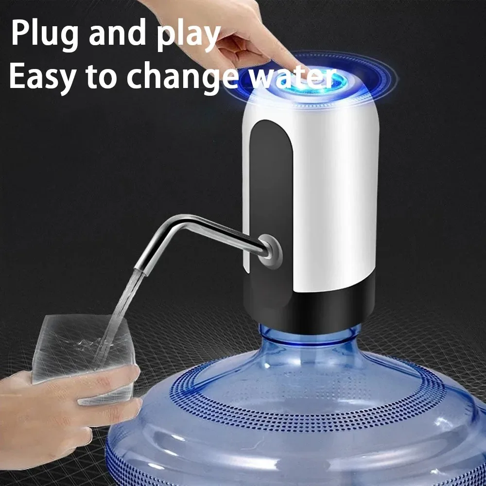 Water Bottle Pump Black/White Automatic USB Charging One Button Automatic Switch Of Dispenser