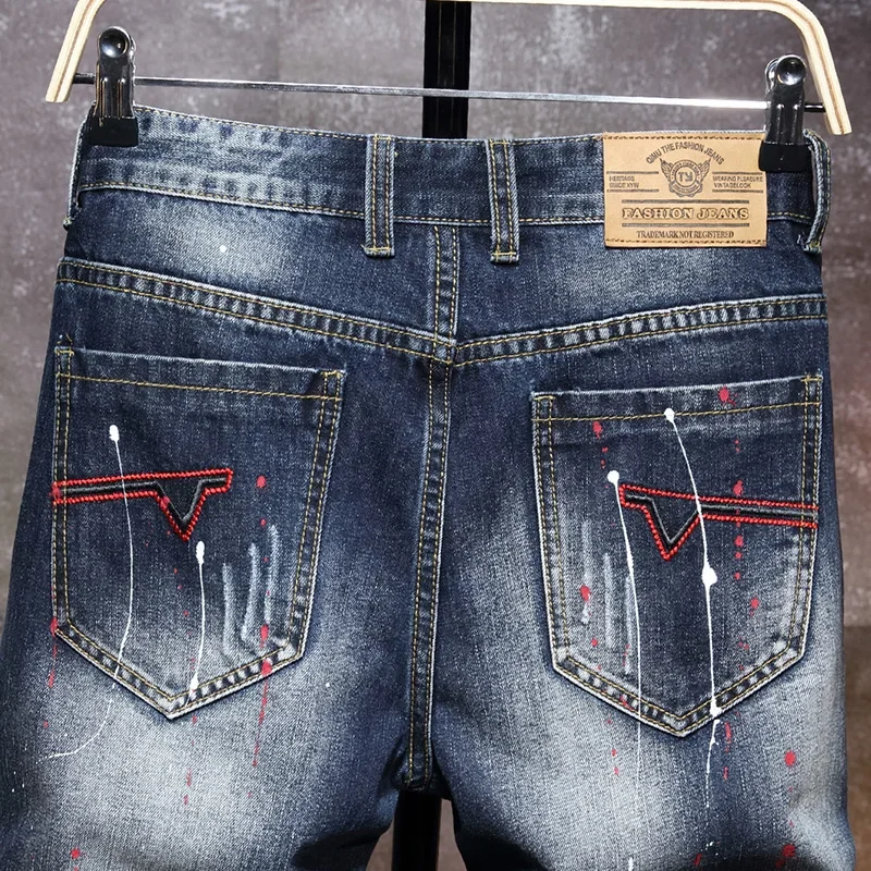 Summer summer jeans shorts Men's Graffiti Ripped Casual Slim Big Hole Retro Style Denim Shorts Male Brand Clothes