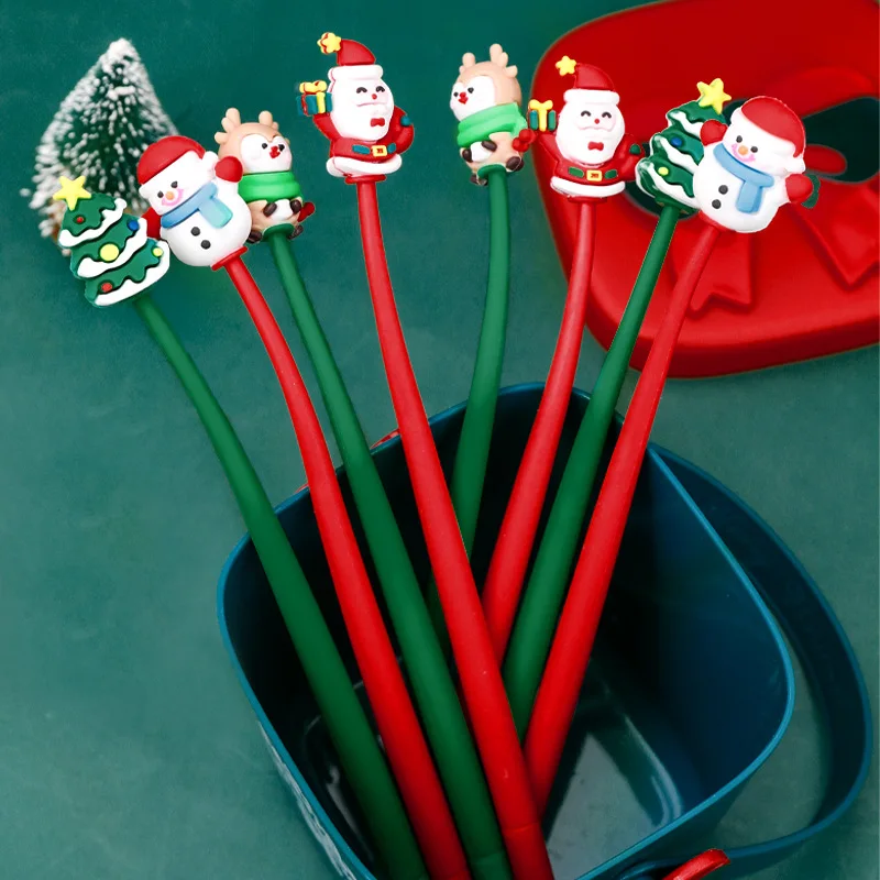 

40 pcs/lot Creative Christmas Santa Claus Snowman Elk Gel Pen Cute 0.5mm Black Ink Pens Gift Stationery Office School Supplies