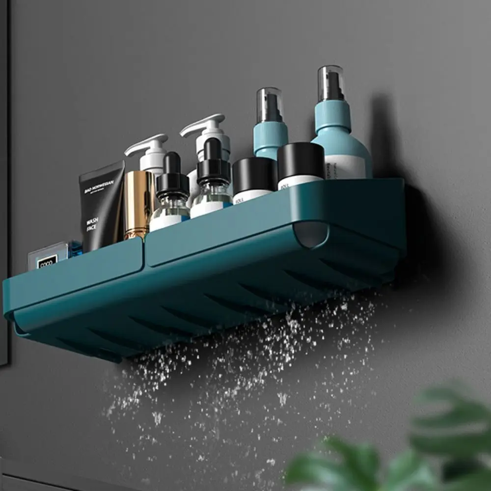 Self Adhesive Wall Mounted Storage Rack Box Bathroom Shelves Toilet Washstand Punch Free Shampoo Holder Bathroom Accessories 5