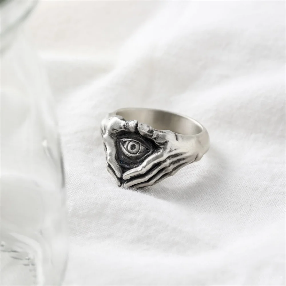 Retro Exaggeration Big Eyes Art Man Ring Fashion Personality Open Adjustable  Ring For Women Accessories 6