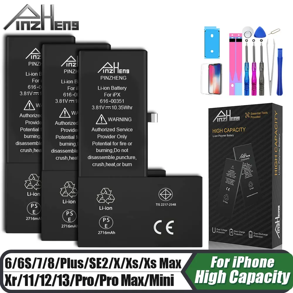 Pinzheng Batteria Ad Alta Capacità Per Iphone 8 Se2 6 6S 7 Plus X Xr Xs Max 11 12 13 Mini Pro Max Batterie Di Ricambio Con Strumenti