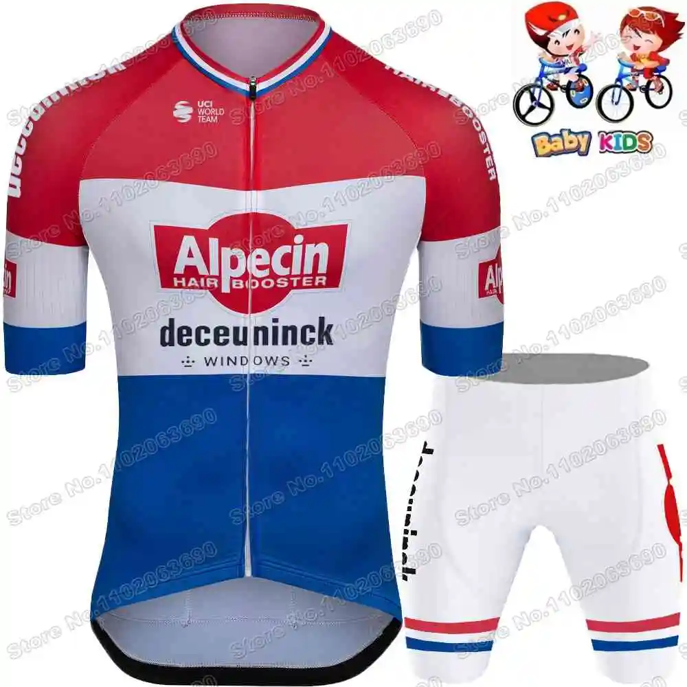 Kids Alpecin Deceuninck Cycling Jersey Set Mathieu van der Poel Boys Girls Cycling Clothing Children Road Bike Shirt Pants