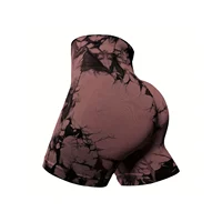 CZGUKE 3-PCS Women's Tie-Dye Yoga Fitness Shorts with Hip-Lifting Belt High-Waisted Seamless Cycling Pants Sports Shorts - Image 6