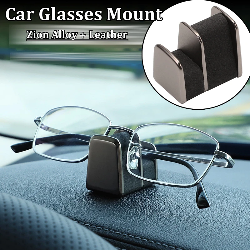 Universal Car Glasses Mount Dashboard Sunglasses Holder Zinc Alloy Leather Glasses Clips Auto