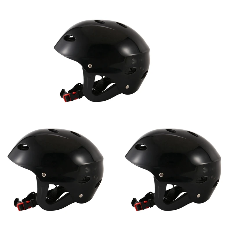 

3X Safety Protector Helmet 11 Breathing Holes For Water Sports Kayak Canoe Surf Paddleboard - Black