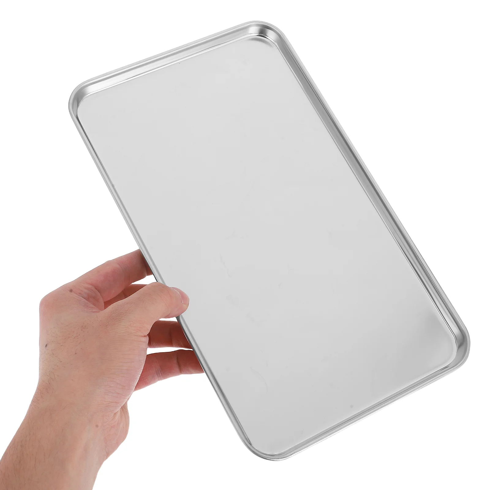 Stainless Steel Tray French Bread Rectangular Food Appetizer Home Plate Storage Serving
