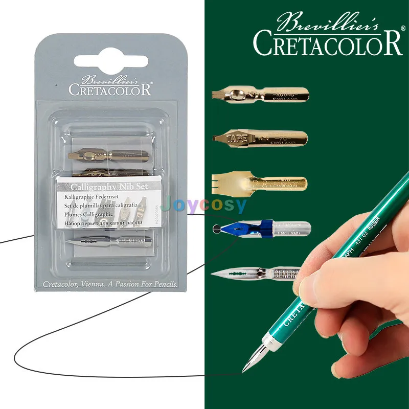 예술적인 대리석 패턴이 있는 CRETACOLOR 만년필 - 캘리그래피와 레터링을 위한 빨간색과 녹색의 나뭇결 디자인.