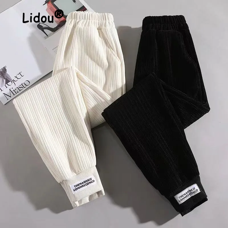 Classic Loose Printing Letter Foot-binding Sweatpants New High Waist Pockets Lamp Core Office Fashion Korean Lady Trousers 2022 notebook binder photo album loose leaf binding spine combs planners mechanism replacement clips