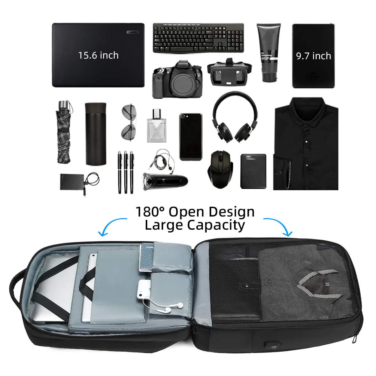 Upgrade Travel Backpack Men Waterproof Functional with USB Charging 17Inch Laptop Backpacks Male Business Bag School Backpack
