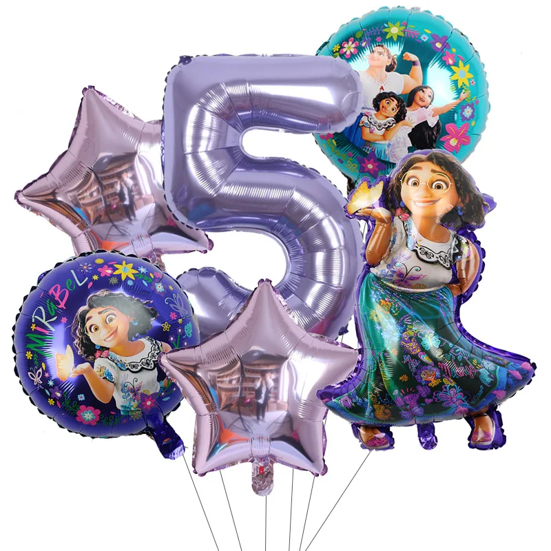 thumbnail image 1 of Decoración para fiesta de cumpleaños de Disney Encanto, vajilla de princesa Mirabel azul y morado, suministros para globos, abalorio para baby shower, regalo para niños, 1 of 5