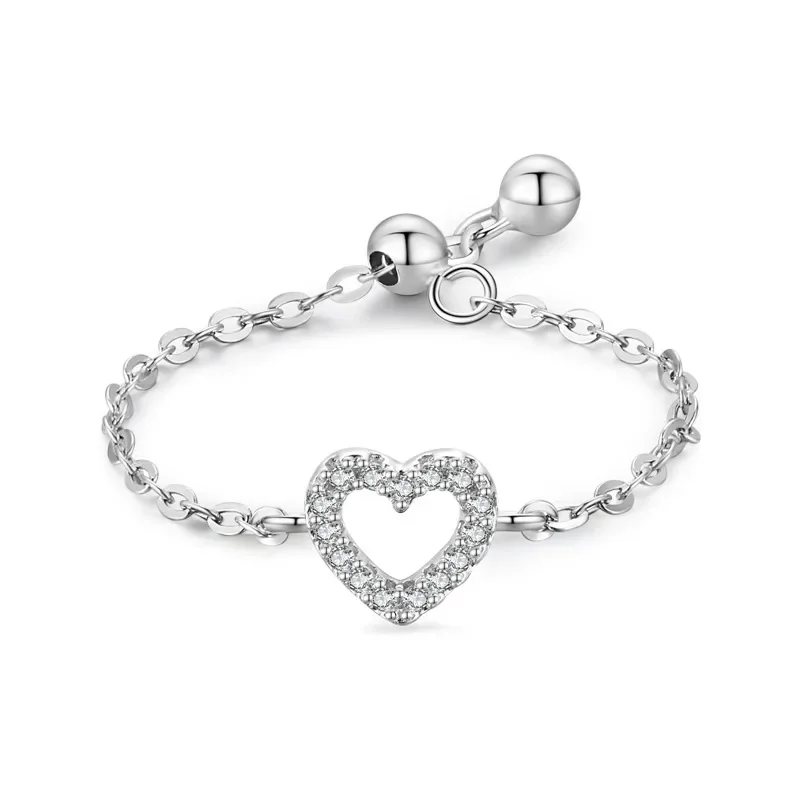 

Light Luxury 925 Women's Fashionable European and American Niche Design with Silver Heart-shaped Chain Links