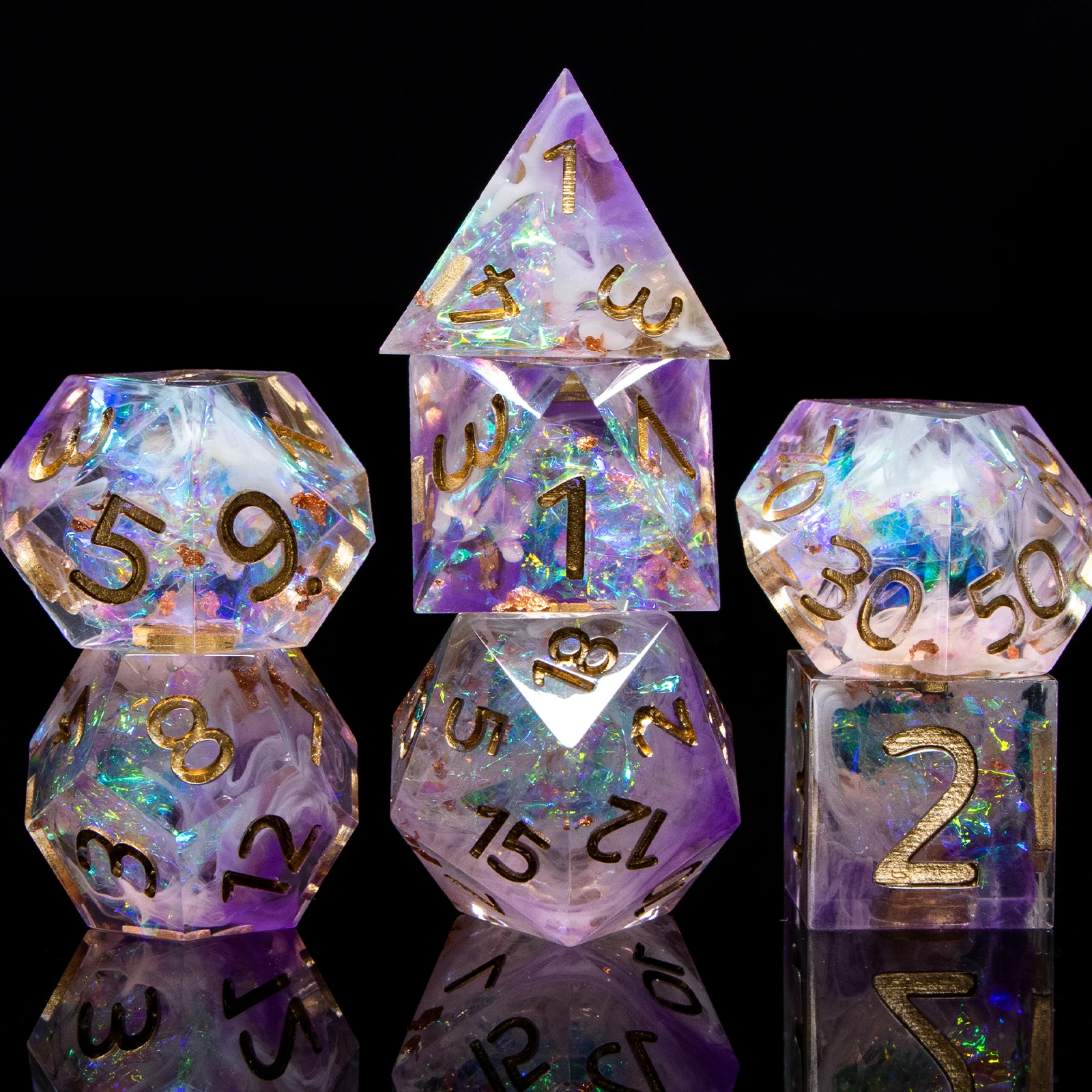 Resin DND Dice Set 7Pcs Sharp Edge Dices Dungeon and Dragon RPG