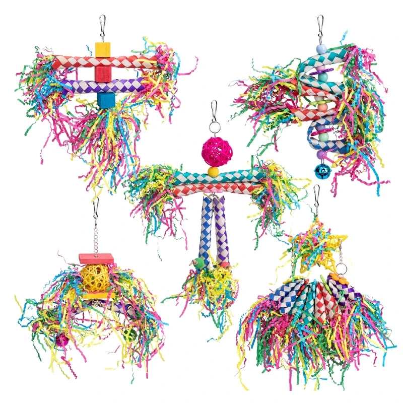 

KX4B 5 шт. игрушки для птиц, жевательные игрушки для попугаев, деревянные блоки для попугаев