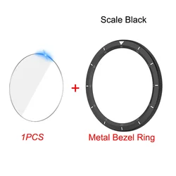 Premium Metal Bezel Ring with Tempered Glass Protective Film for MI Watch S4 S4 eSIM (Scale Black)