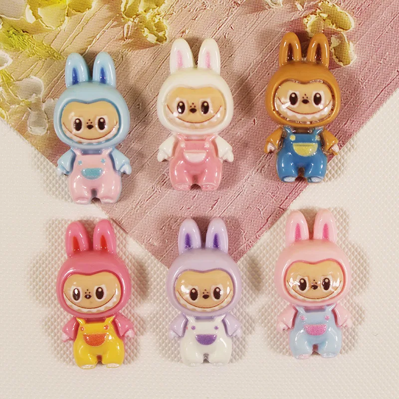 

5 шт. miniso sanrio rabbit labubu резиновые кабошоны из смолы для изготовления ювелирных изделий своими руками Мультяшные материалы ручной работы