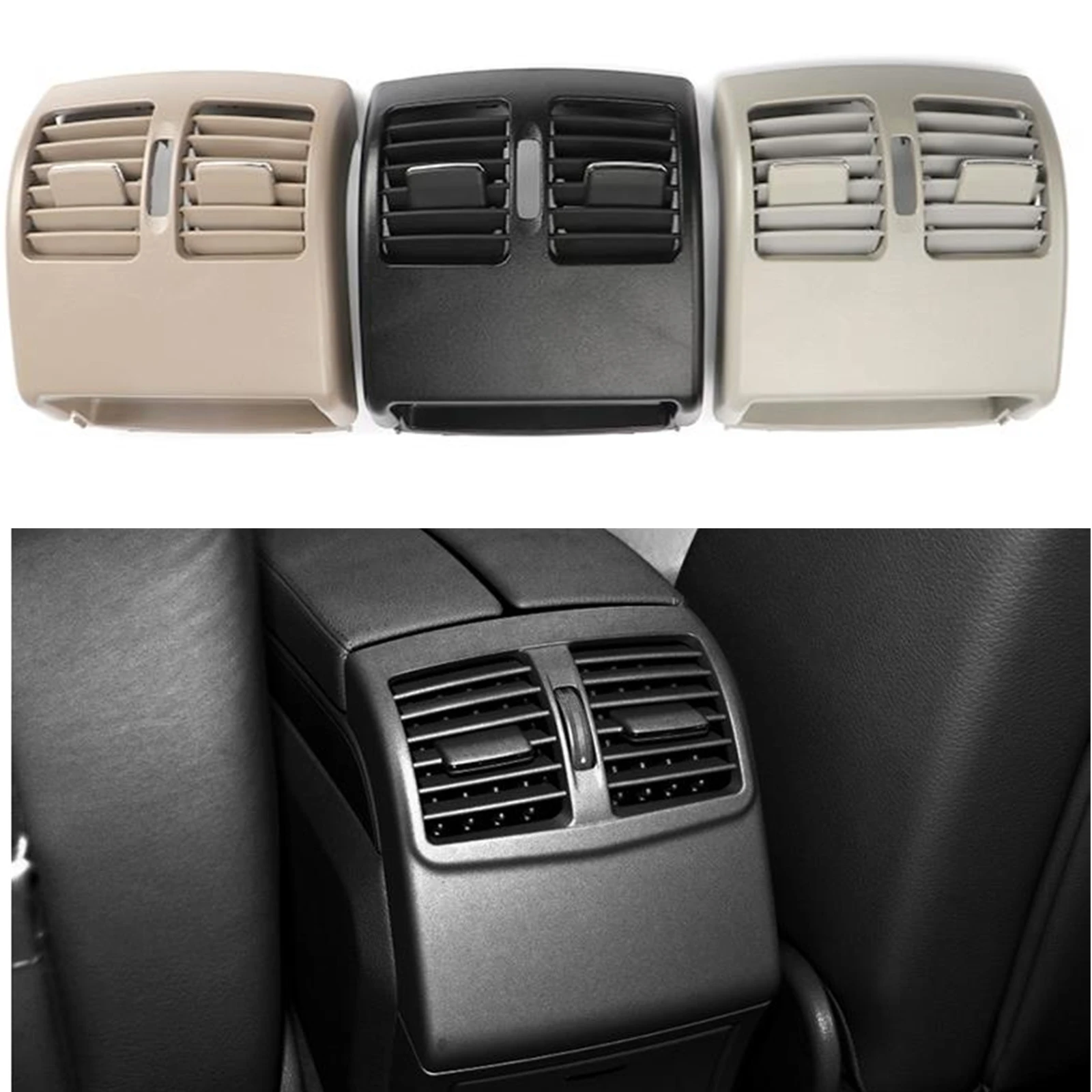

For Mercedes W212 E Class 2009-2011 Car Rear Center Console Fresh Flow Air Conditioning Outlet Vent Grille Grill Cover Black Kit