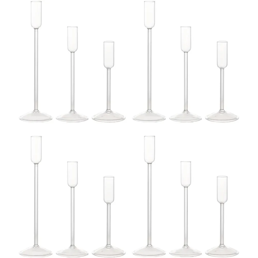 Candlestick Holders, Glass Taper Candle Holders Set of 12, Candle Holders for Candlesticks, Table Centerpiece Decorations