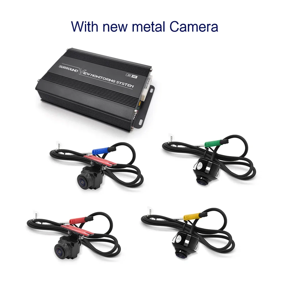 3D HD 서라운드 뷰 모니터링 범용 360도 시스템 (4개 카메라 DVR 레코더 포함) 후방 전방 우측 좌측 카메라