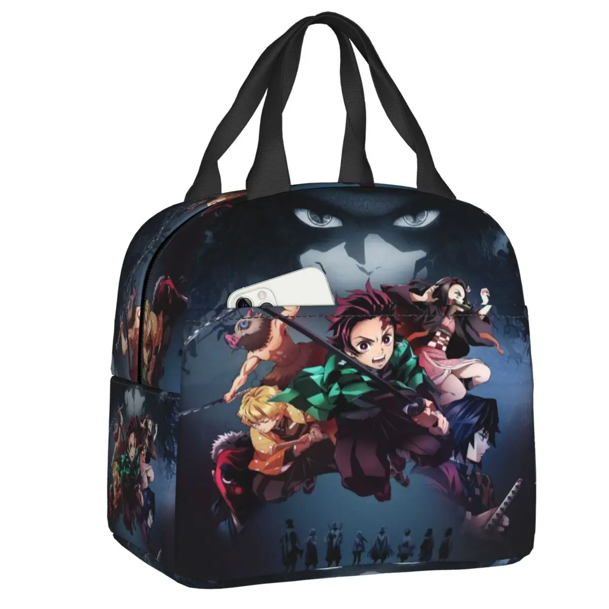 

Japan Manga Demon Slayer Insulated Lunch Tote Bag for Women Kimetsu No Yaiba Resuable Cooler Thermal Food Lunch Box School