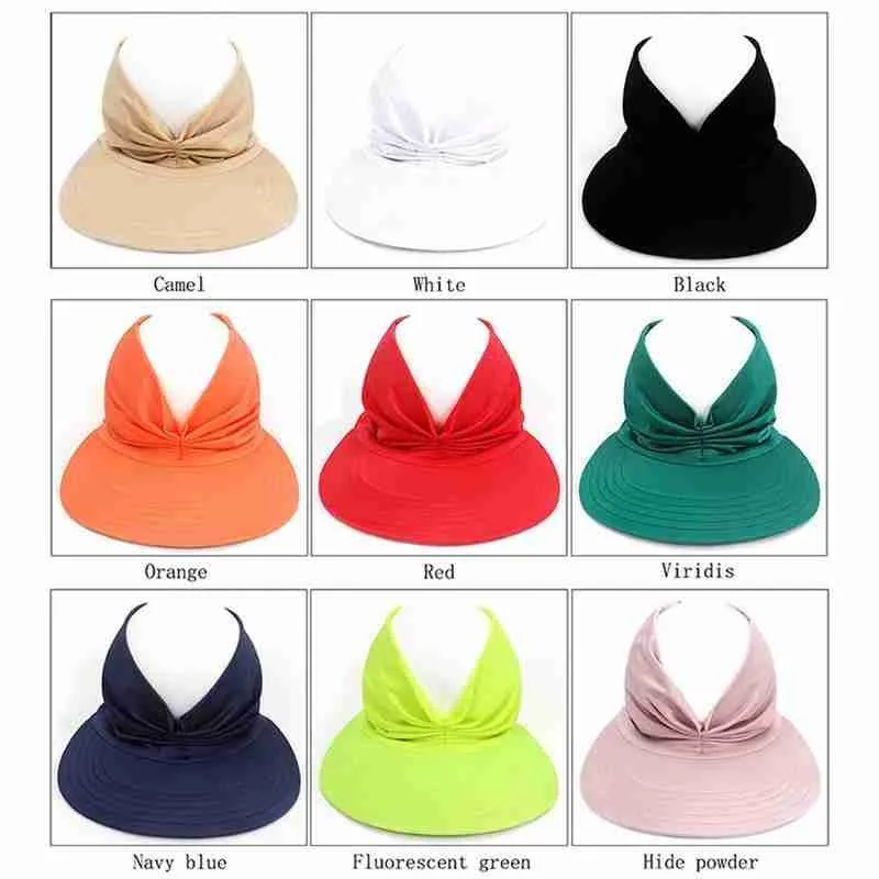 Frühling/Sommer Sonnenschutz-Visor-Hut Outdoor Anti-UV Elastischer Hohlkopf-Hut UPF 50+ UV-Schutz Strand-Sportkappe Breite Krempe Baseballkappe – Detail 14