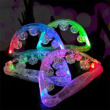 

LED Light Up Sensory Toy Flashing Hand Held Tambourine Flash Rattle KTV Party Kid Game Toy Musical Instrument Shaking Toys