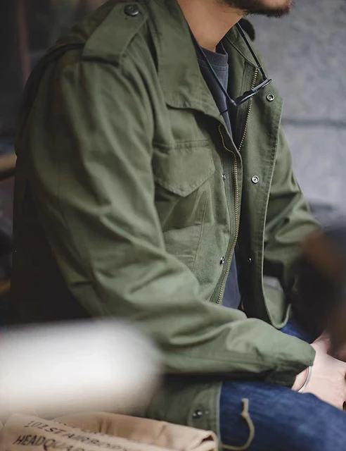 M65 Field Jacket, Men's Military Jacket, Retro Multi Pocket Collar Zipper Jacket, 100% Cotton 4